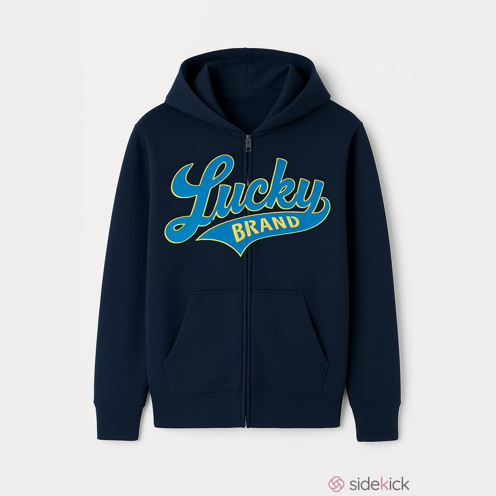 Lucky Brand Long Sleeve Zip Up Hoodie Navy Blue Large